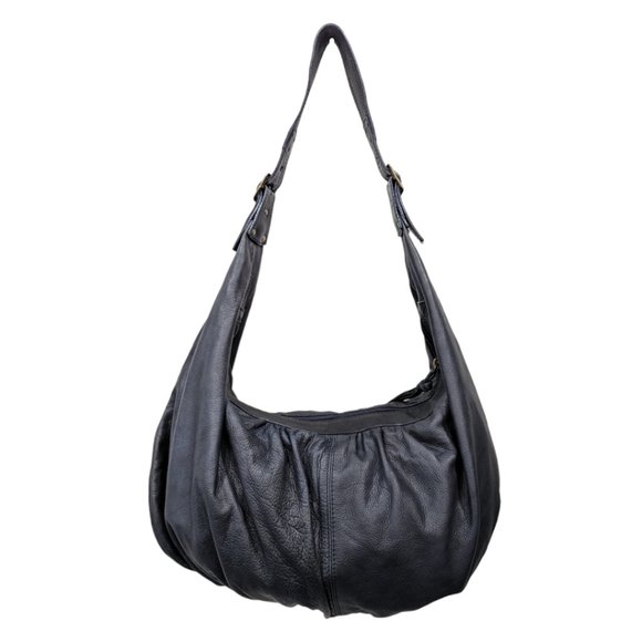 Maurizio Taiuti Navy Blue Leather Hobo Shoulder Bag - Picture 2 of 15